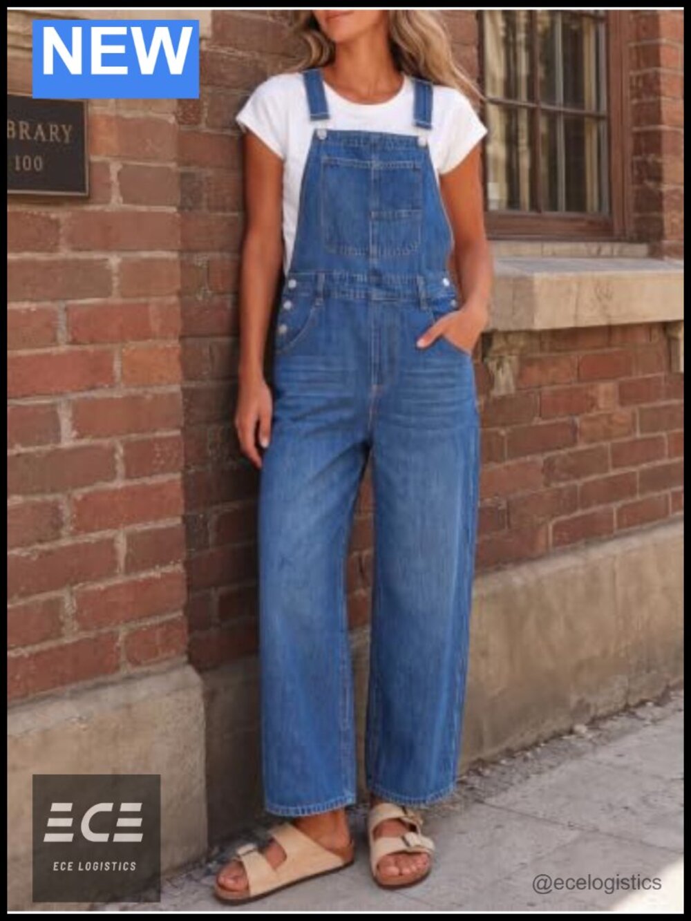 Flowyair Women's Denim Overalls Barrel Wide Leg Adjustable Bib Jumpsuit - Picture 3 of 6